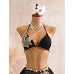 With Skirt 3D Flower Halter Bikini Women Swimwear Female Swimsuit Three-Pieces Bikini Set Padded Bather Bathing Suit SwimV8346