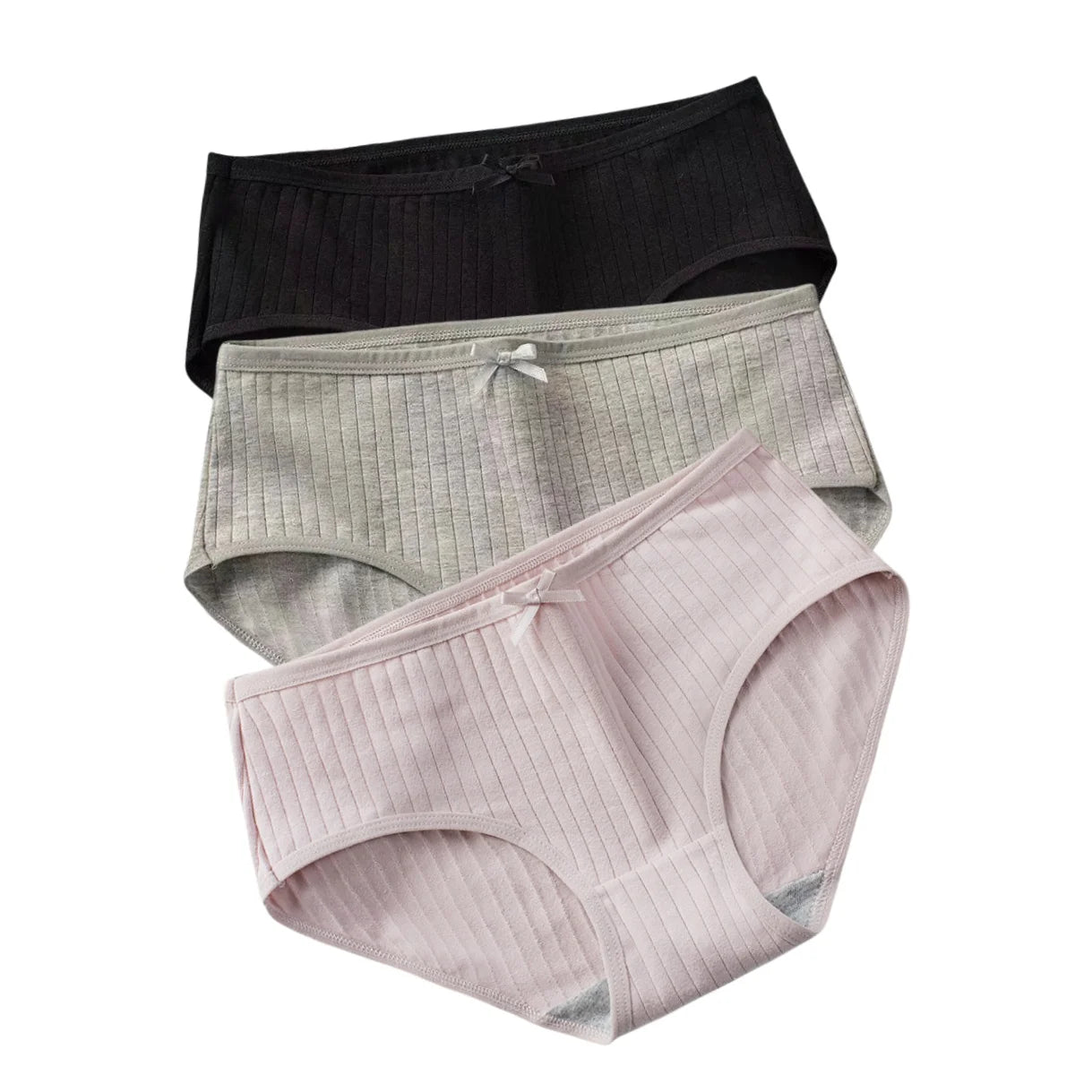 3Pcs/Set Cotton Panties Low Waist Briefs Solid Color Lingerie Women Underpants Comfy Breathable Underwear Intimates