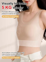 Women's Large Breasts Underwear Wide Shoulder Invisible Corset Antibump Thin Underwear Full Cup Vest Traceless Bra with Bra Pads