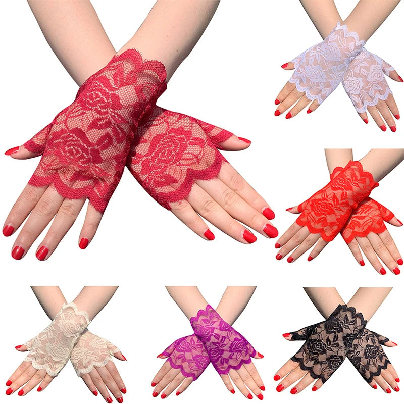 Summer Driving Sunscreen Lace Gloves Women Sailor Dance Gloves Long Fingerless Ladies Sexy Fishnet Gloves Mesh Mitten Handschoen