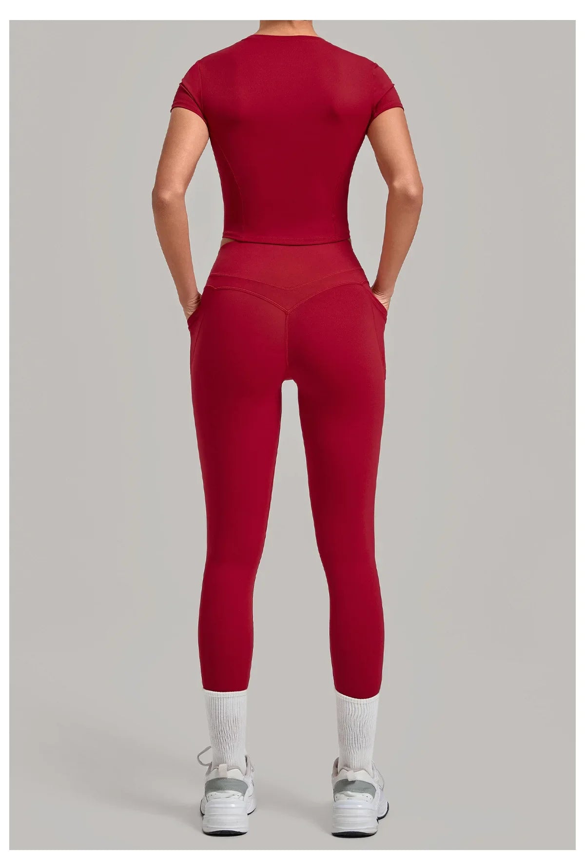 Women's Seamless Yoga Sets Sports Fitness Hip-lifting High Waist Pants Slim Fit Short-sleeve Suits Workout Running Training Sets