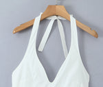 Foridol Summer Spring White Cotton Women's Dress Backless Halter Midi Party Dresses Elegant Vinatge A-line Vestidos 2025 New In
