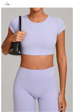 No Padded Women's Yoga T-shirt Short Sleeves Bra Backless Fitness Top Beautiful Back Gym Clothes Form-fitting Running Tee