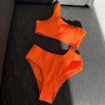2026 Solid White One Piece Swimsuit Women Sexy Irregular Hollow Out Bikini One Shoulder Backless Monokini Summer Beach Swimwear