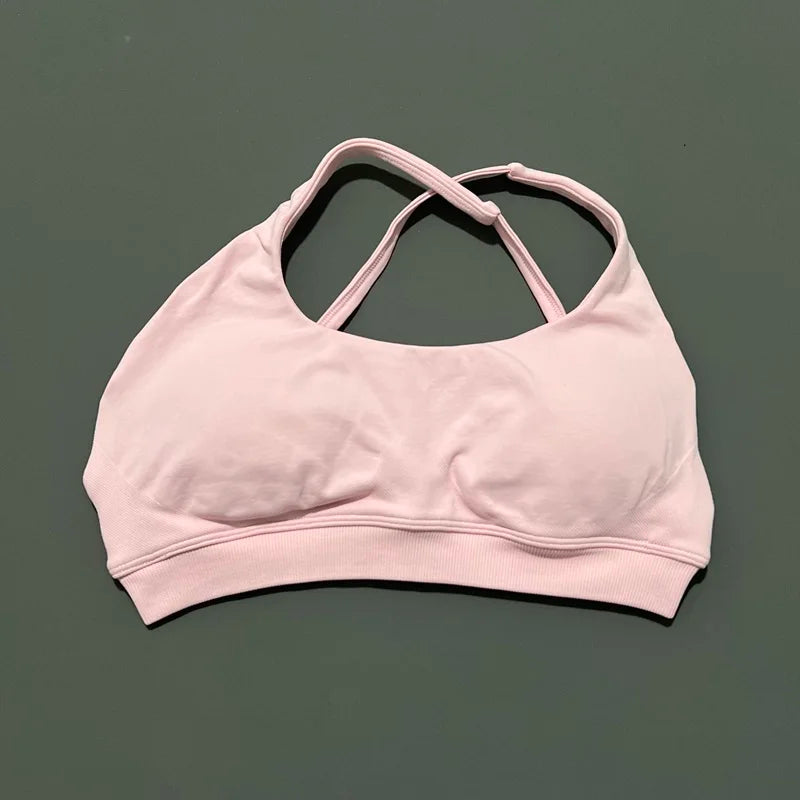 HISTELLO Impacts Asymmetric Sports Bra Women Seamless Yoga Underwear Adjustable Backless Halter Top Workout Running Gym Bra