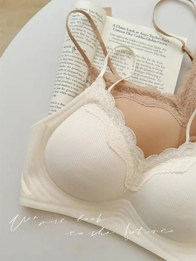Wirefree Bra for Small Boobs Push Up Padded Strappy Summer Bralette Seamless Comfort Daily Wear Lightweight Thin Straps Lingerie