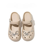 Cute DIY Bow Knot Indoor Street Slippers For Women Fashion Clogs Female Summer Shoes Soft EVA Anti-slip Ladies Home Beach Slides