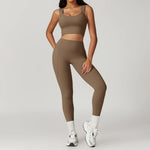 2 Pieces Yoga Suit Women Sexy Tight-Fitting Fitness Sports Set Gym Bra Elasticity High Waist Leggings Female Athletic Wear 8793