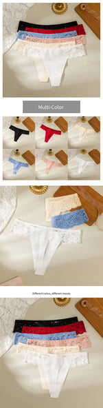 BZEL Light Soft Low Waist Women's Panties Thongs Sexy Lace Hollow Out Female Plain Underwear T-Back Tanga Briefs for Ladies S-L
