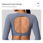 Hearuisavy Sports Set 2Pcs Women'sLong Sleeve Backless Fitted Fitness Top Push Up Pilates Yoga Top Wide Leg Straight Leg Pants
