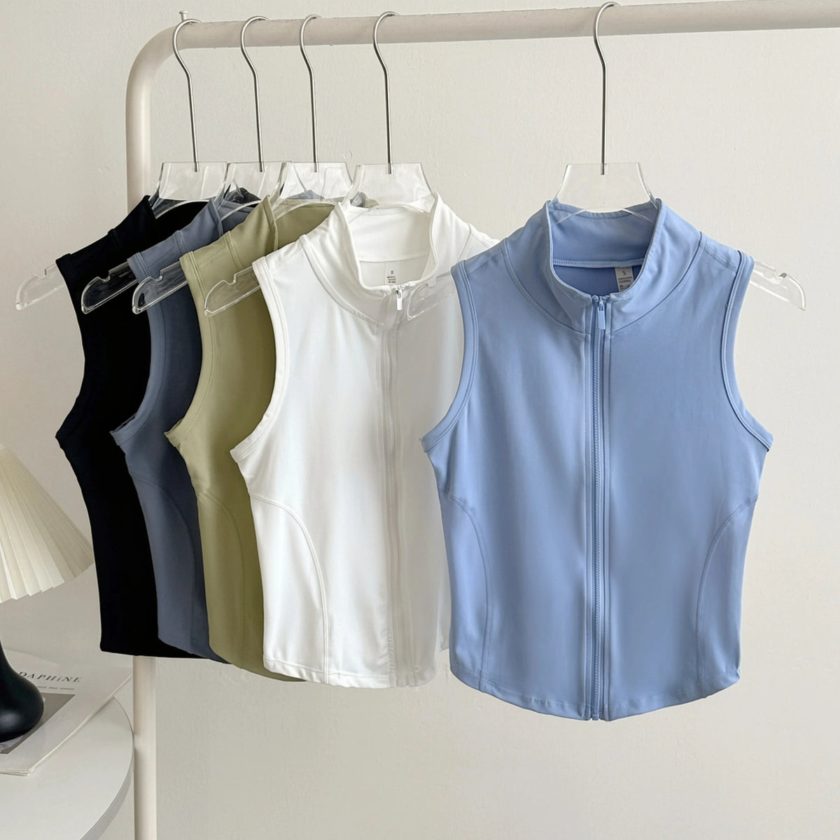 Women Sleeveless Zip Yoga Vest Slim Sports Tank Top Gym Workout Running Fitness Outerwear