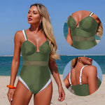 Black Push Up Swimsuit One Piece Swimwear Women Mesh Trikini Swimming Suit Brazilian Monokini Bodysuit Beach Wear Bathing Suit