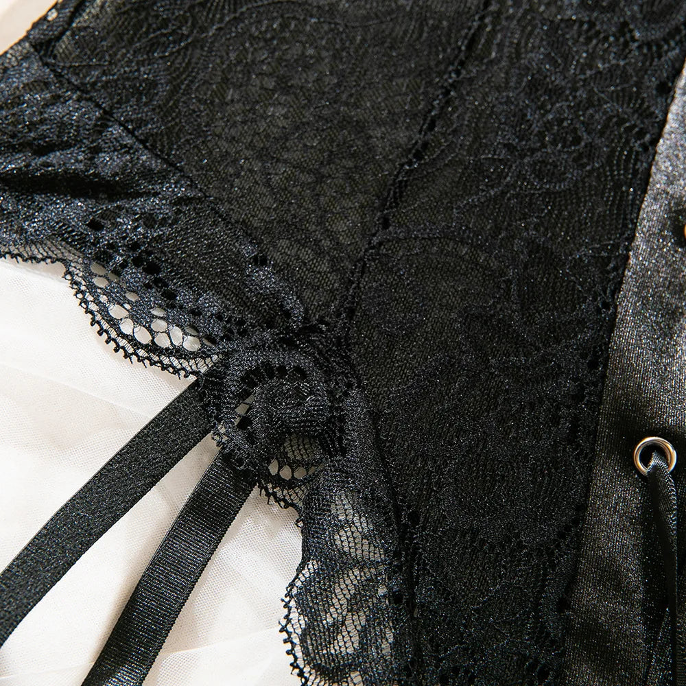 Sexy One Piece Bodysuit Lace Hollow Out Jumpsuit Women Erotic Lingerie Men's Beach Shorts