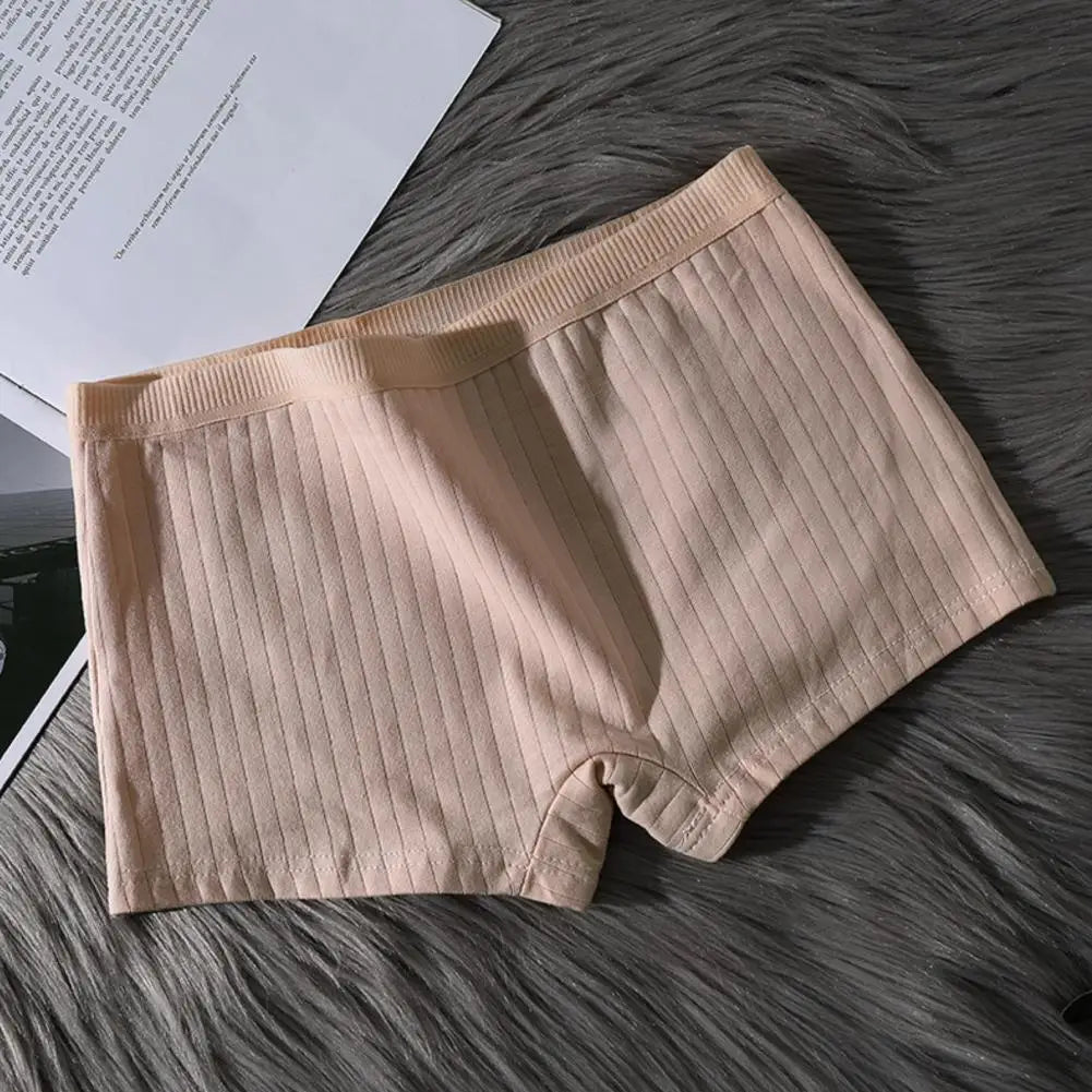 Women Underpants Seamless Mid Waist Cotton Solid Color Stretchy Boxers Anti-exposure Moisture-wicking Briefs Women Daily Wear