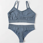 Women Buttery Soft Bra And Panties Set Push-Up Unlined Brassiere Breathable Ribbed Underwear Stretchy Crop Top Sexy Lingerie Set
