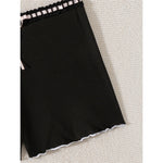 XS - L Bow Mini Shorts Ribbed Bikini Bottom Swim Brief Women Swimwear Female Bather Brazilian Tanga Panties Underwear V6538