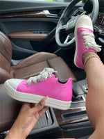 2025 Big Size 44 Women's Platform Skate Shoes Fashion Summer Black Pink Red Lace-up Men Sporty Vulcanize Casual Flat Shoes