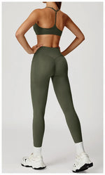 Women's Yoga 2-Piece Hip Lifting Tight Fitting Naked and Beautiful Back Set Outdoor Sports and Leisure Running Fitness Suit