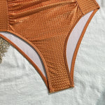 New Deep V Neck One Piece Swimsuit 2026 Women Orange White Pleate Tummy Control Swimwear Beach Holiday Bathing Suit Monokini