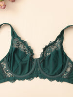 3 Pcs Elegant Lace Bra Non-Padded, Floral Pattern Women's Bras Sexy Lingerie BH Top Brassiere Underwire Plus Size A B C D E Cup