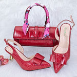 Doershow new come Matching Women Shoe and Bag Set Decorated brown Nigerian Shoes and Bag Set Italy Shoes and Bag setHFG1-16