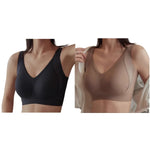 2Pcs/Set Seamless Bras For Women V-neck Non-wire Push Up Bra Comfort Shoulder Straps Padded Underwear M-4XL Intimates
