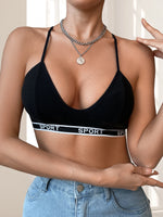 1pcs New Style Letter Decor Women's Bras Wire-Free Padless Women Underwear Breathable Sexy Lingerie Yoga Sport Women's Bras