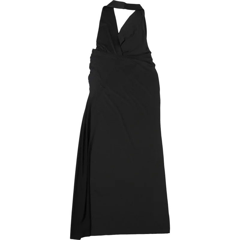 Temperament Halter Neck Party Dresses Women Sexy Deep V-neck Backless Package Hip Slit Dress Hot Girls Club Banquet Vestidos