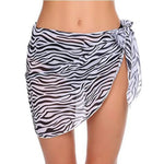 Women Sheer Wrap Cover Up Skirt Beach Wrap Bikini Leopard Print Zebra Stripes Beach Skirt For Swimwear Summer Bathing Suit