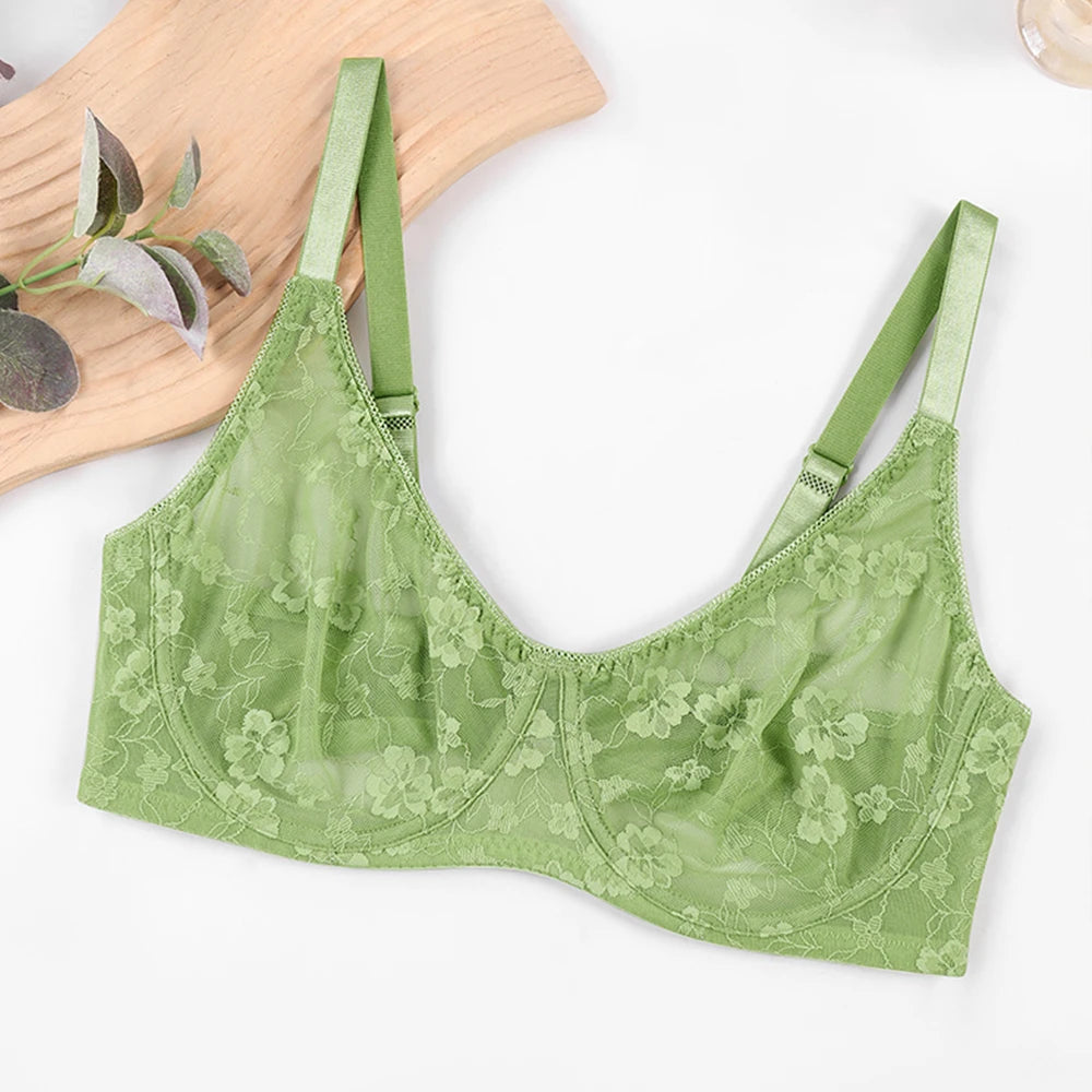 Ultra Thin Plus Size Womens Underwire Support Bra Adjustable Straps No Padding Comfort Leisure Sexy Brassiere