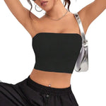 Quick-drying Cropped Top Women Ribbed Vest Anti-slip Bandeau Strapless Sleeveless Backless Tank Top Sweat Absorption