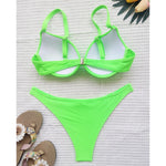 Sexy Underwired Bra Cup High Leg Cut Bikini Women Swimwear Female Swimsuit Two-Pieces Bikini Set Bather Bathing Suit Swim V3151