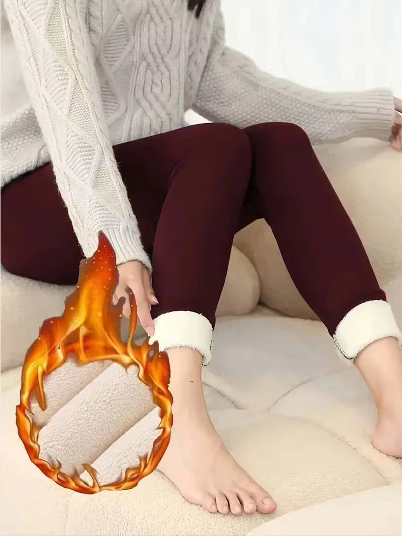 Women Velvet Leggings Autumn Winter Warm Fleece Tights Velvet Solid Color Prevent Cold Leggings Stretch Leggings