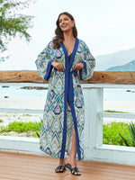 2026 Women Swimsuit Beach Cover Up dress Sleeve Kaftan Beach Tunic Long Pareos Bikinis Cover ups Summer Robe Plage Beachwear
