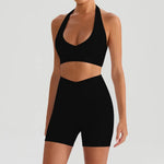 Hearuisavy 2Pcs Women's Sports Set Sun Protection Quick-Dry Tennis Skirt High Waist Yoga Flared Pants Gym Running Fitness Shorts
