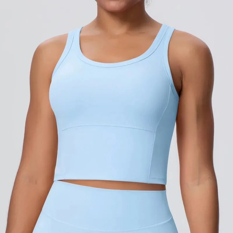 Women's Yoga Vest Shockproof Fixed Cup Beauty Back Yoga Top Outdoor Sports Running Fitness Vest