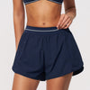 New Brushed Sports Shorts Women High Waist Fake Two Pieces of Anti Glare Shorts Leggings Casual Loose Pocket Fitness Sportwear