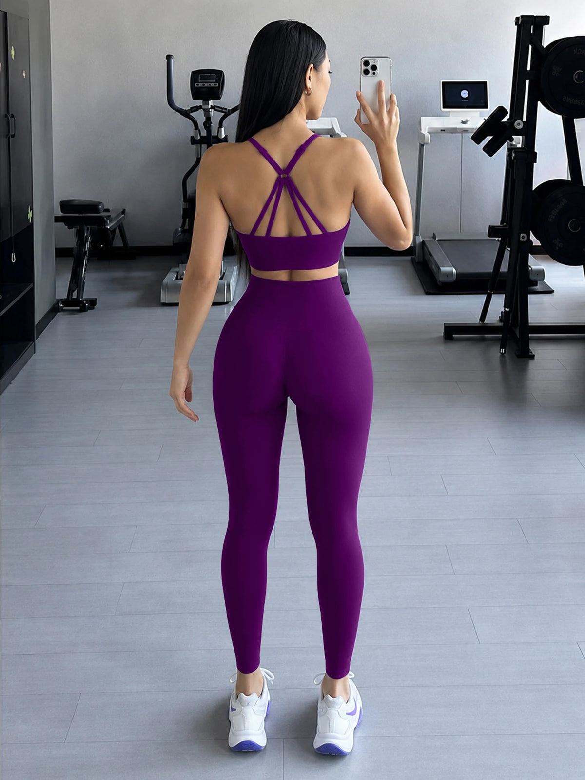 Halter Neck Yoga 2Pcs Set Women Soft Stretchy Top & Long Pants Gym Wear