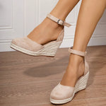 2025 Comfy Walk Big Size 43 Summer Lace Espadrilles Sandals Women Ankle Strap Platform Sandals High Heels Wedges Shoes Woman