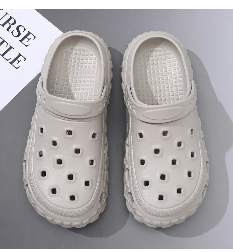 Men Summer Slippers Close Toe Leisure Clogs Soft EVA Anti-slip 2 Way Wear Shoes Couples Indoor Beach Slides Street Sandals