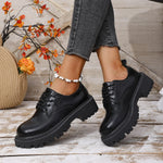 Women Spring New Black Platform Flats Shoes Women Loafers Slip on Boat Shoes Designer Casual Leather Oxfords 2026