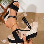 Summer Chunky Wedges Sandals Women 2026 Black Slip On Thick Bottom Gladiator Sandals Woman Plus Size Casual Platform Sandles