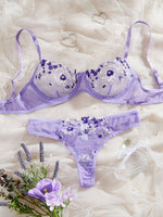 Fairy Bra Set Women Bralette 2-Piece Underwear Sets Floral Embroidery Steel Ring Bra And Panty Set