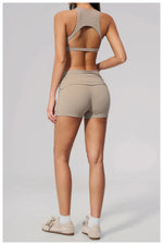 Tight Yoga Clothes Women Speed Drying Shock-absorbing Sports Vest Fitness Suits Outwear Gym Flip Waist Shorts Workout Clothes