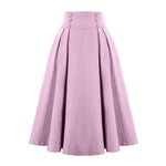 A-Line Midi Skirt Women Skirt Elastic High Waist Contrast Color Plaid Print Large Hem Mid-Calf Length Skirt Daily Wear