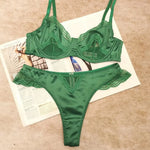 MOYISU Parisian Lingerie Set | Chantilly Lace & Mesh Cutouts | EU 85B Support | Effortless French Slimming Underwire Sexy Bras