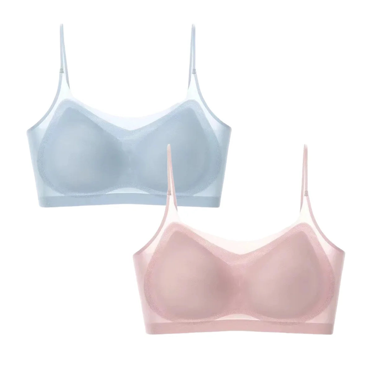 2Pcs/Set Seamless Bras For Women Padded Bra Sexy Lingerie Comfy Solid Color Tube Top Thin Straps U-Back Underwear M-4XL