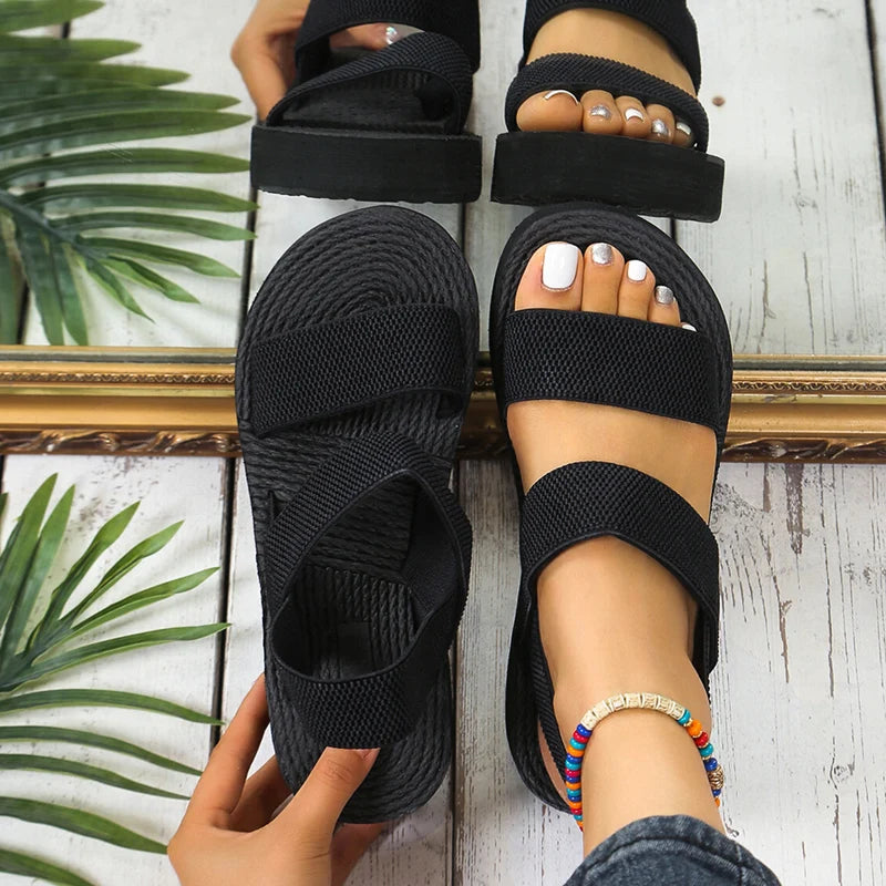 Big Size Minimalist Slingback Wedge Sandals For Women Outdoor Summer Platform Shoes Light Weight Soft EVA Female Leisure Sandals