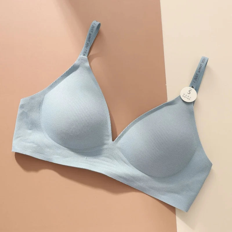 Push Up Bras For Women Non-wire Brassiere Soft Comfy Letter Straps Top Sexy Lingerie U-shaped Back Seamless Underwear Intimates