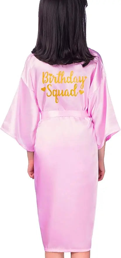 Birthday Squad Birthday Girl Princess Robe Spa Robes for Girls Party Satin Silk Kimono Robes Party Supplies